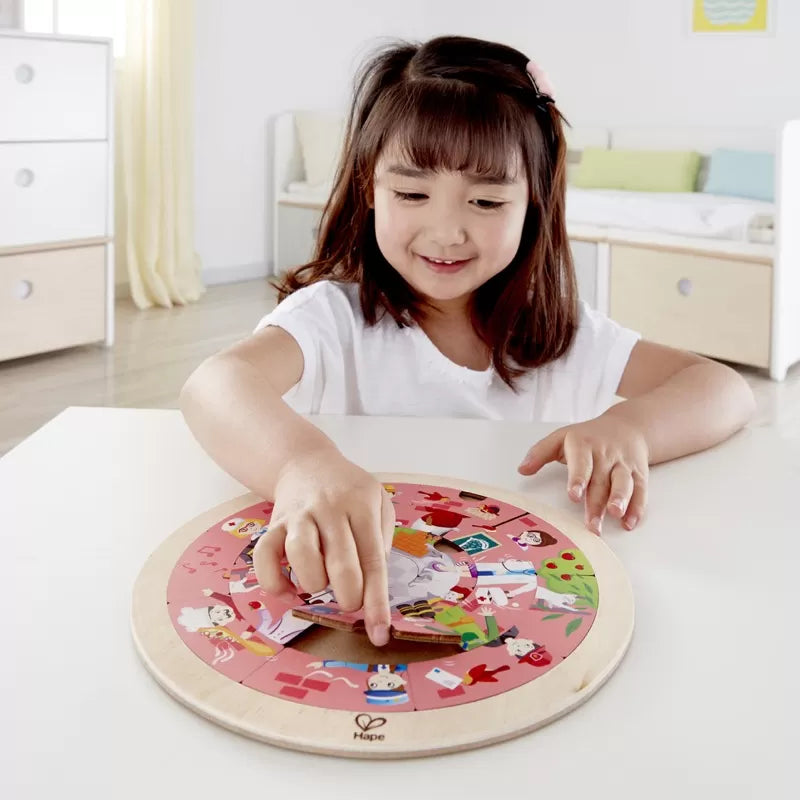 Hape jucarie puzzle rotund cu 2 fete 4 ani+