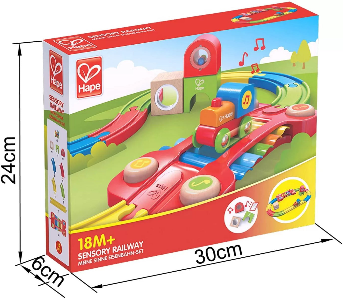 Hape jucarie Sina de tren senzoriala 18m+