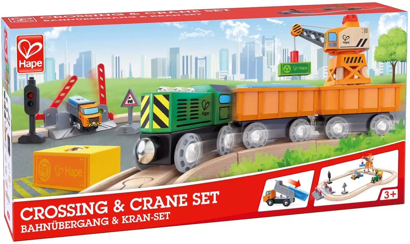 Hape jucarie Tren de marfa cu macara 3 ani+