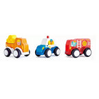 Hape set 3 masinute cu motor Pull-back 24m+