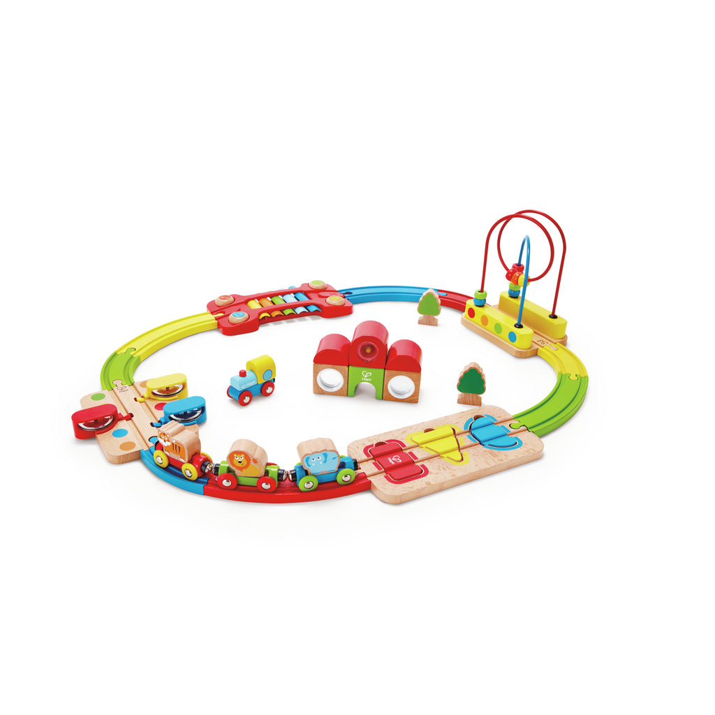 Hape sina de tren curcubeu 18m+ Rainbow Puzzle Railway Imagine principală a produsului