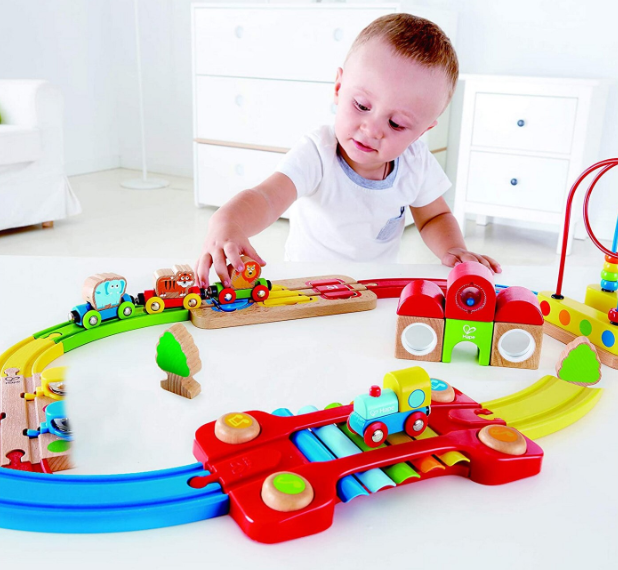 Hape sina de tren curcubeu 18m+ Rainbow Puzzle Railway