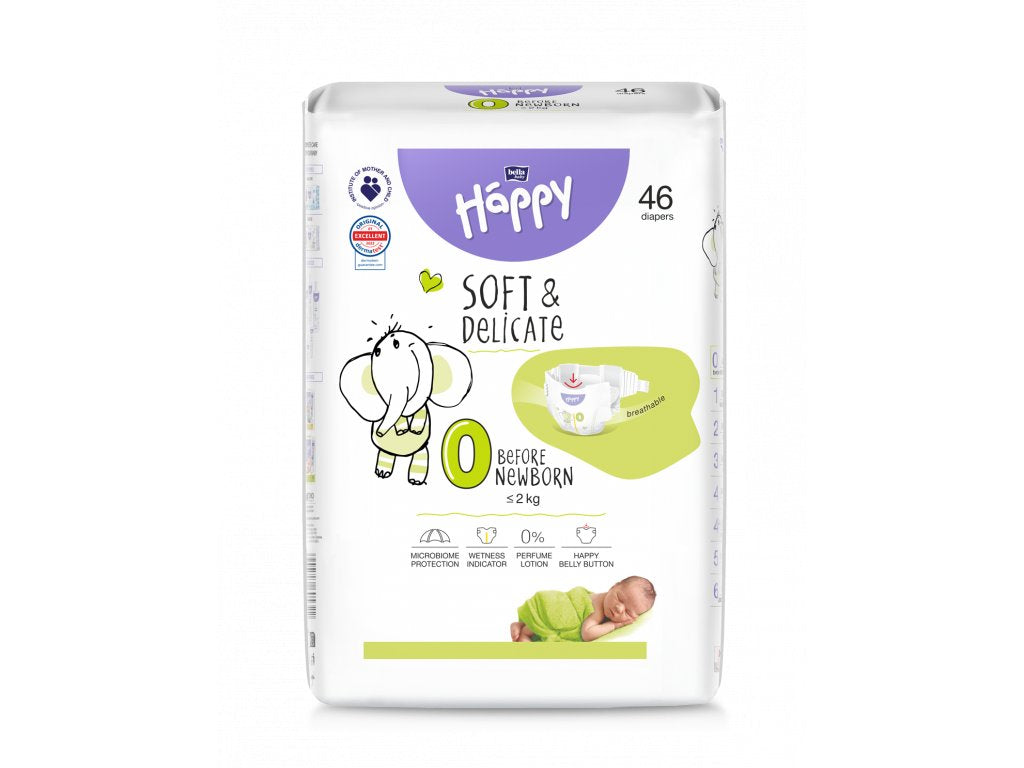 Happy scutec copii Soft&Delicate Mini Before Newborn pana la 2 kg 46 buc