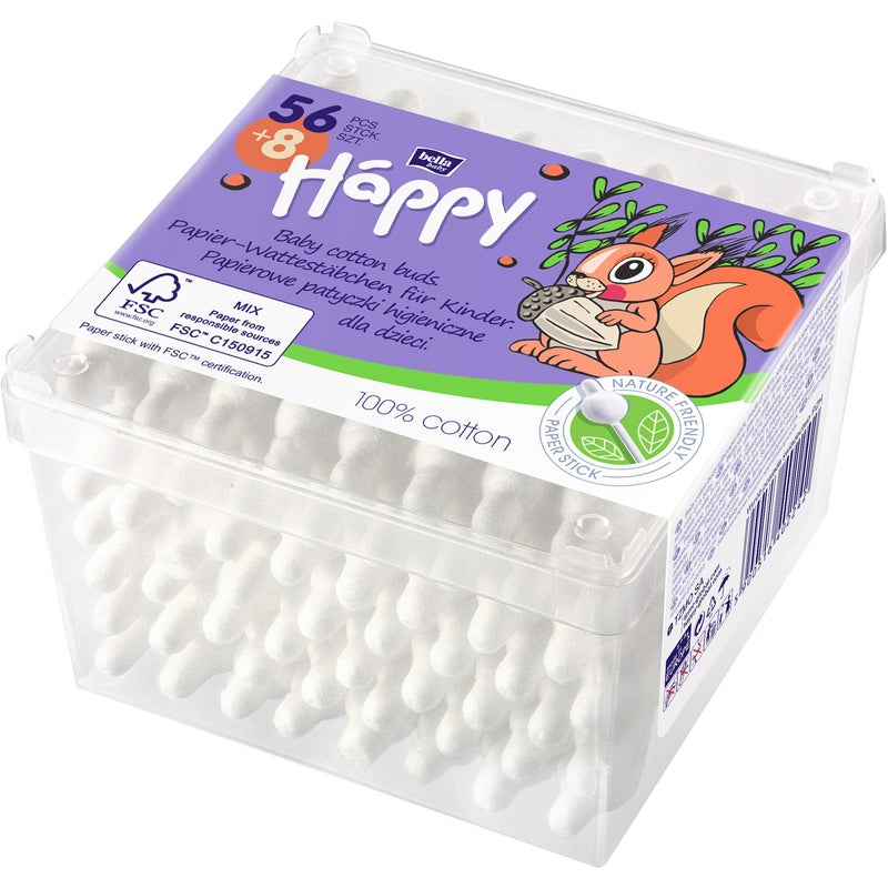 Happy betisoare vata cu aparatoare 0m+, 56+8 buc