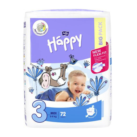 Happy scutec copii Midi marimea 3 pentru 5-9 kg 72 buc