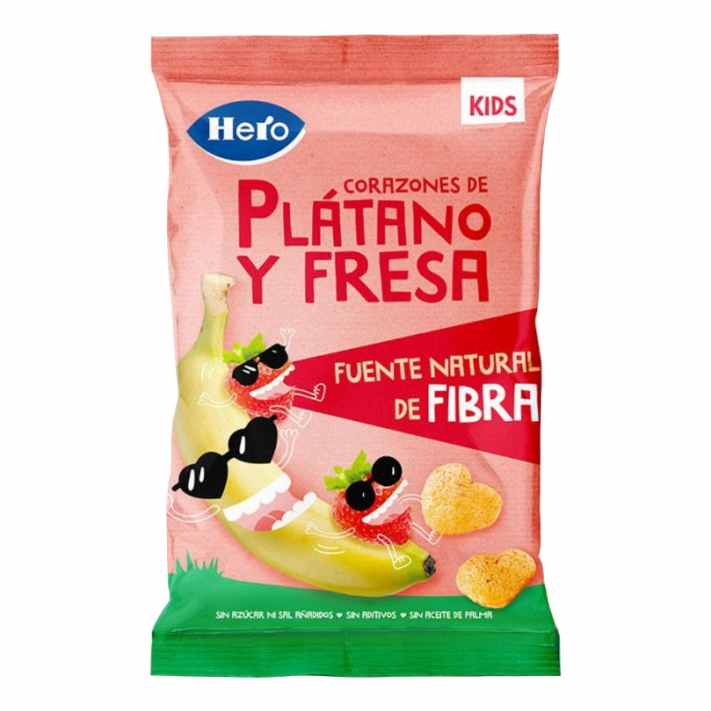 Hero Baby inimioare din porumb cu banane si capsuni 3 ani+, 30 g