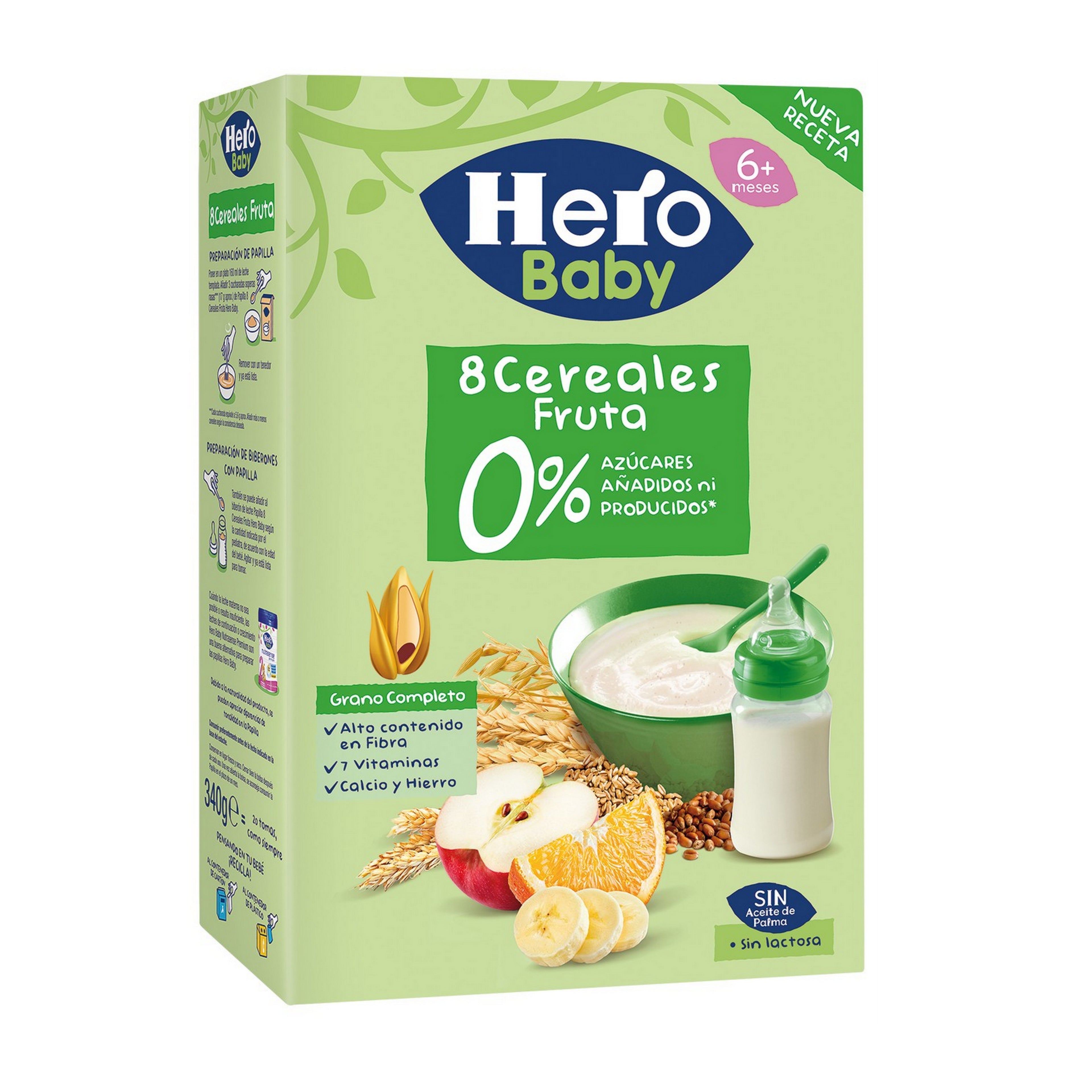 Hero Baby 8 cereale fara lapte cu fructe 6 luni+, 340 g 29114