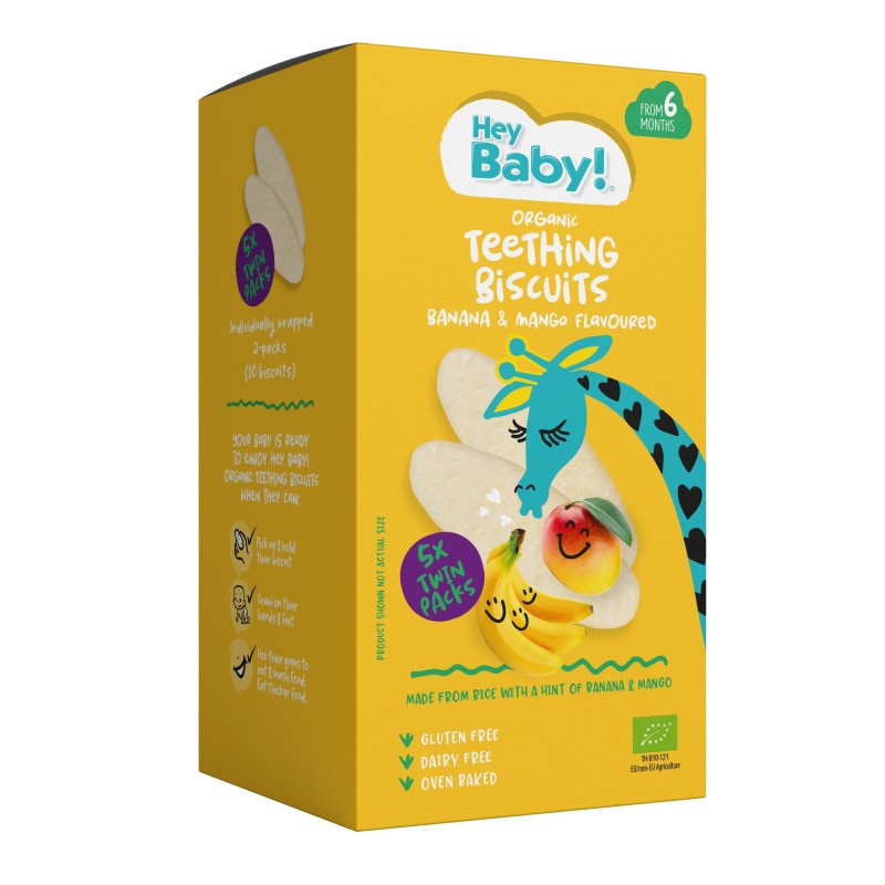 Hey Baby! ECO Biscuiti pentru copii pentru dentitie cu banane 6m+ 21g