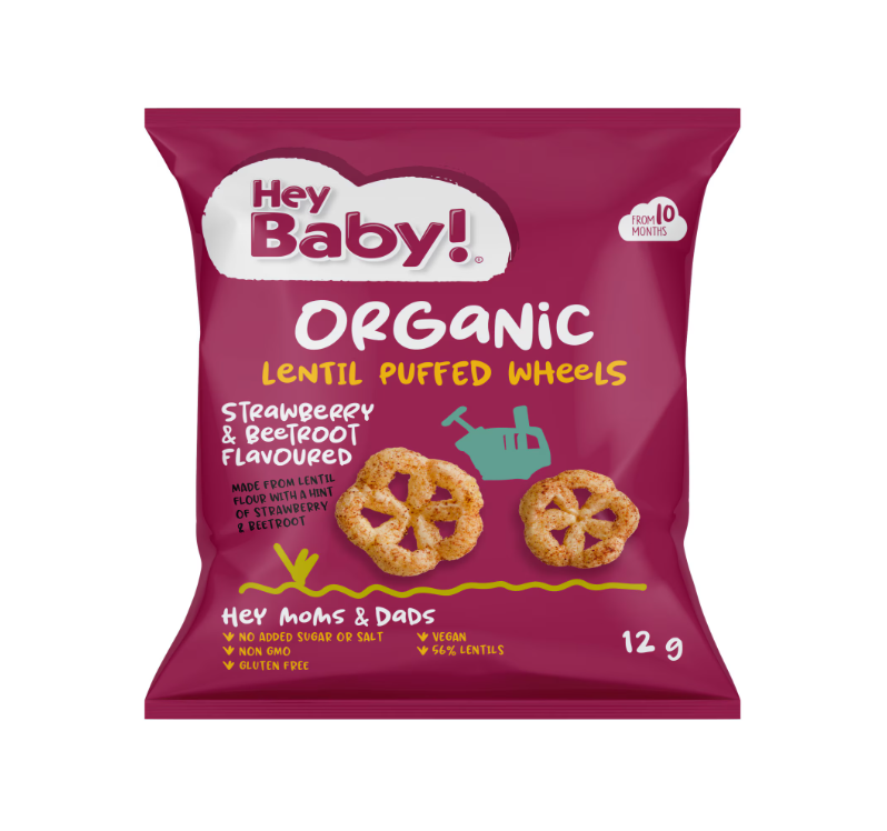 Hey Baby! ECO Pufuleti pentru copii, aroma capsuni 10m+ 12g