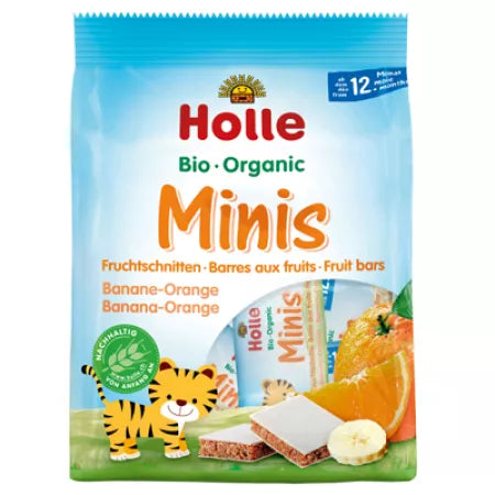 Holle Bio batoane cu banane si portocale Minis Fruit 12m+ 8x 12.5 g
