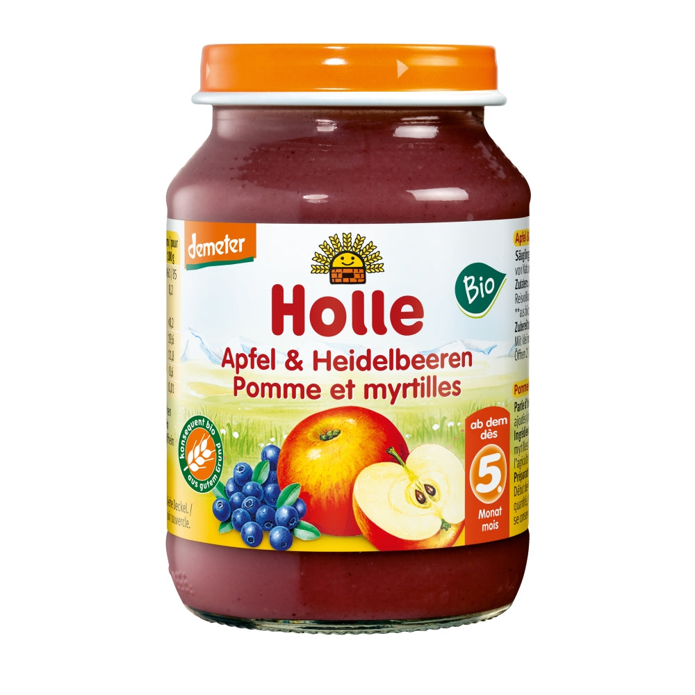 Holle Bio Eco piure de mere si afine 5m+ 190 g