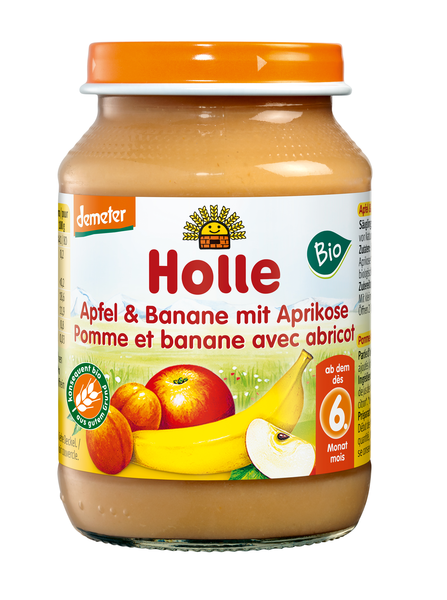 Holle Bio Organic piure de mere, banane si caise 6m+ 190 g Imagine principală a produsului
