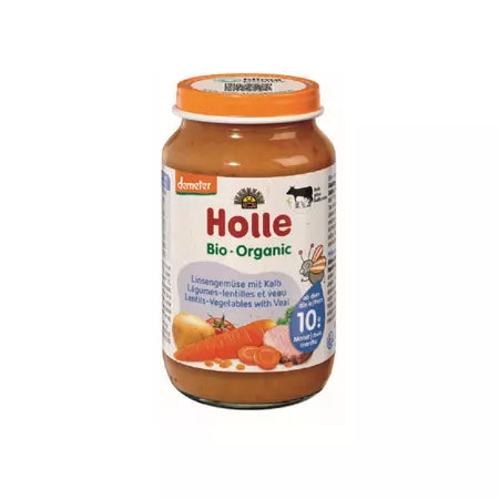 Holle Bio piure de legume cu linte si vitel 10m+ 220 g Imagine principală a produsului
