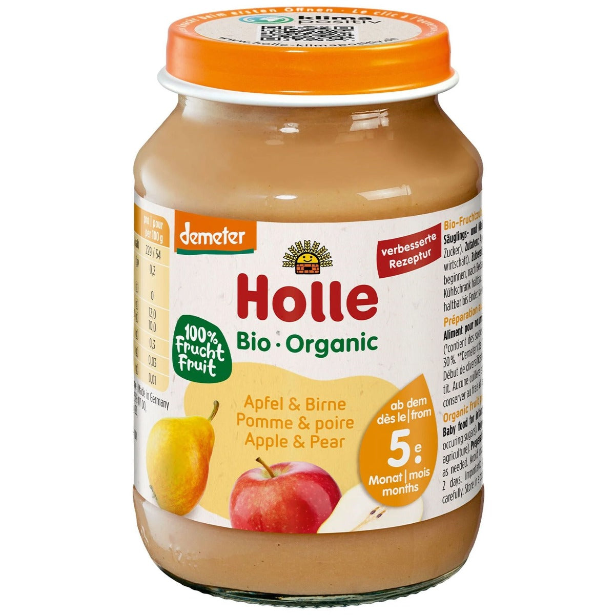 Holle Bio Piure de mere si pere 5m+ 190 g Imagine principală a produsului