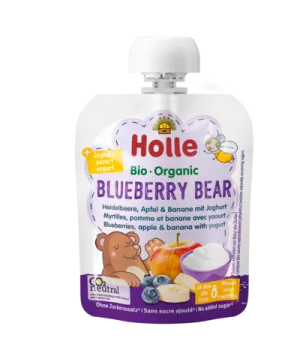 Holle Bio piure din afine, mere si banane cu iaurt Blueberry Bear 8m+ 85 g