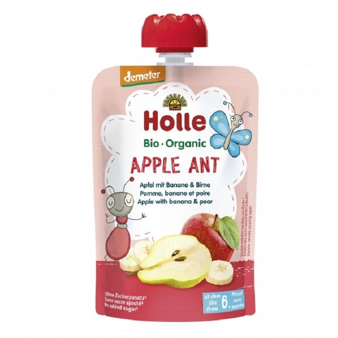 Holle Bio piure fructe cu mere, banane și banane 6 luni+, 100 g Imagine principală a produsului