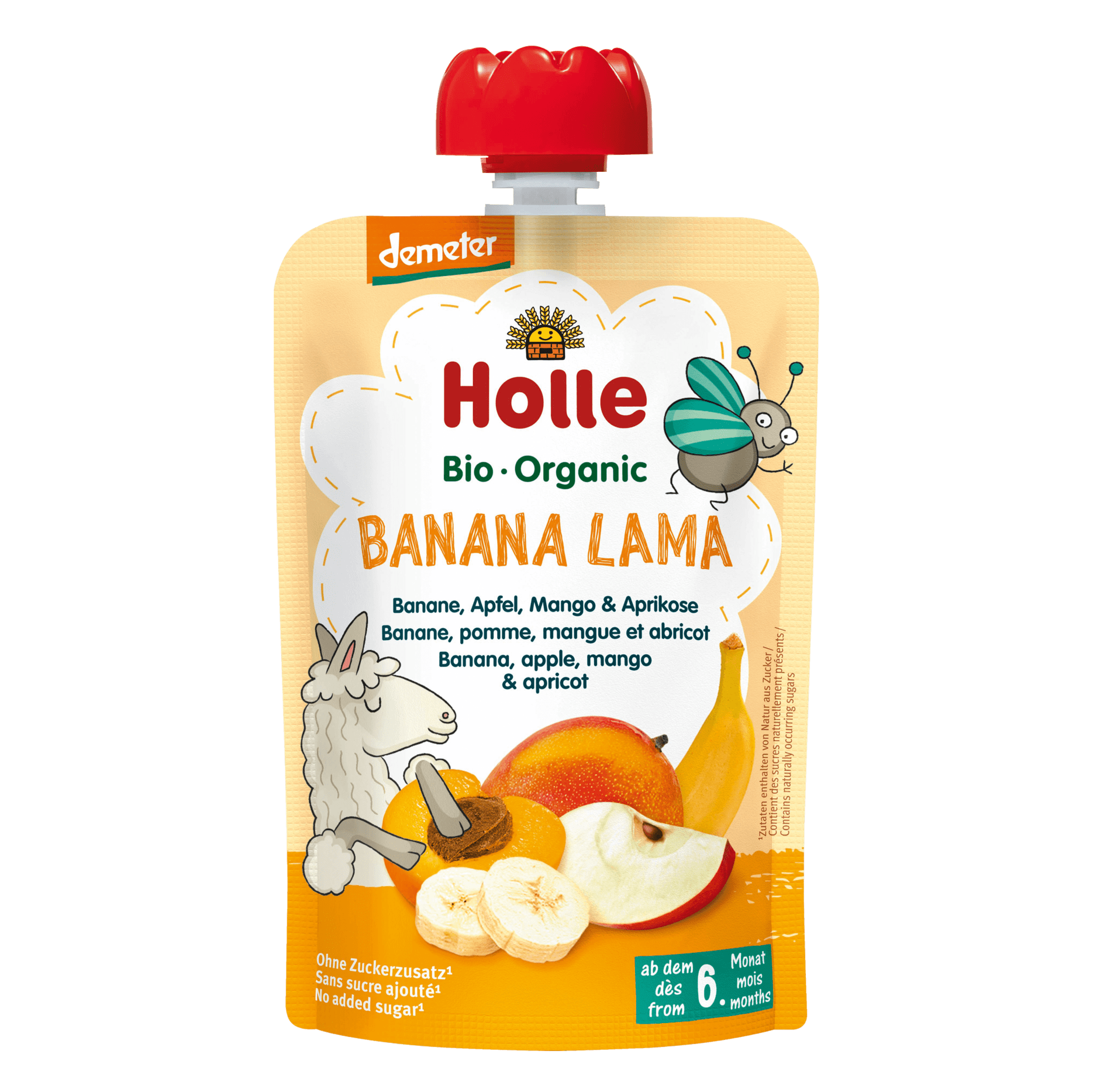 Holle Bio piure fructe cu mere, banane, mango si caise 6m+, 100 g Imagine principală a produsului