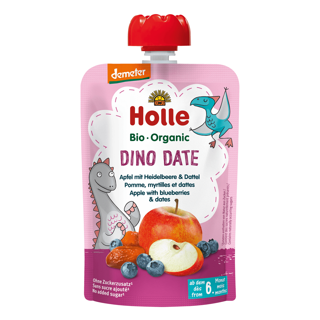 Holle Bio piure fructe cu mere, curmale si afine 6m+, 100 g Imagine principală a produsului