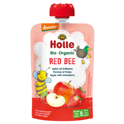 Holle Bio piure fructe cu mere si capsuni 8m+, 100 g Imagine principală a produsului