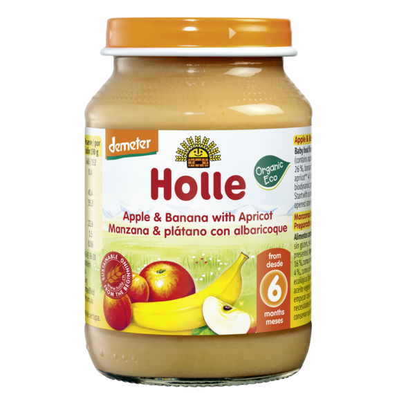 Holle piure de mere, banane si caise 6 luni+, 190 g Imagine principală a produsului