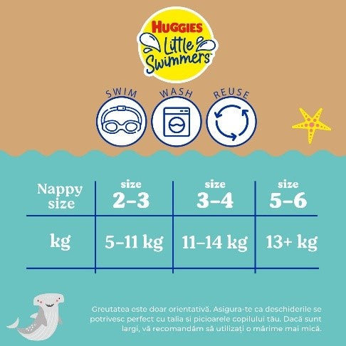 Huggies chilotel scutec pentru inot refolosibil Little Swimmers Nr. 2-3 pentru 5-11 kg Watermelon