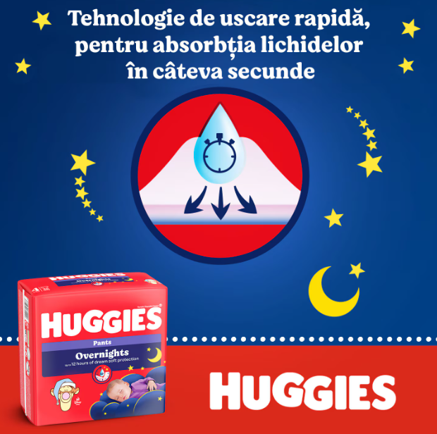 Huggies scutec copii Overnights Pants 4 pentru 9-14 kg 26 buc