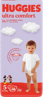 Huggies scutece copii Ultra Comfort 5 pentru 12-22 kg, 58 buc