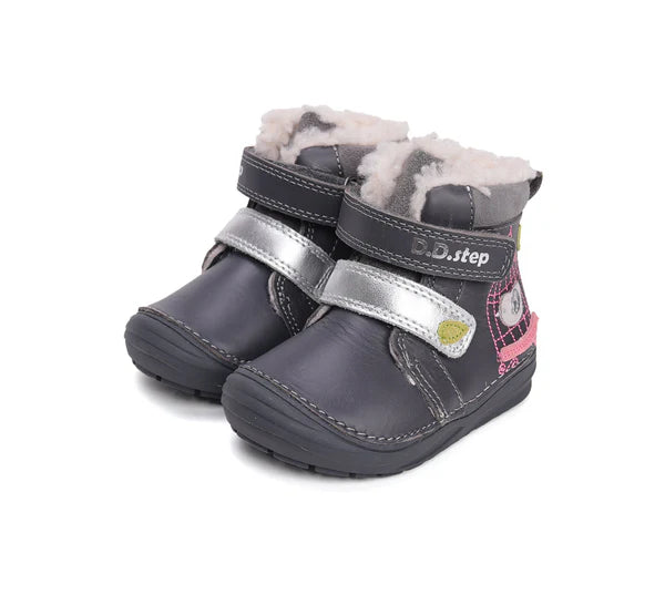 D.D.Step ghete fete imblanite 20-25 Dark Grey cu pasare in colivie