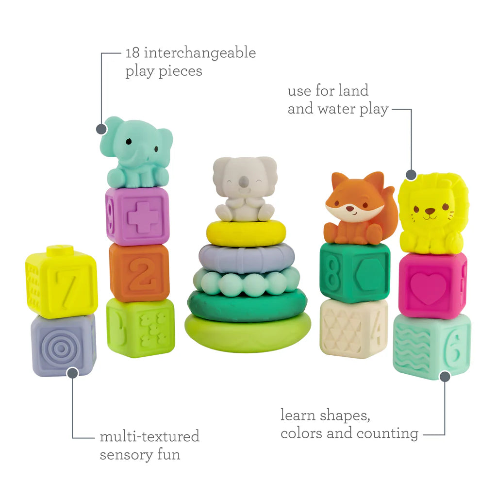 Infantino jucarie constructie Stackables Activity Playset 6m+ Animale