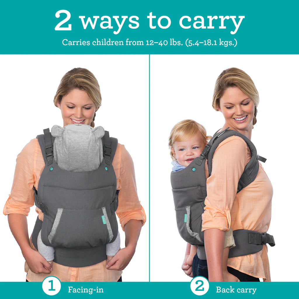 Infantino marsupiu ergonomic cu gluga Cuddle Up 5.5-18 kg 0m+ Grey