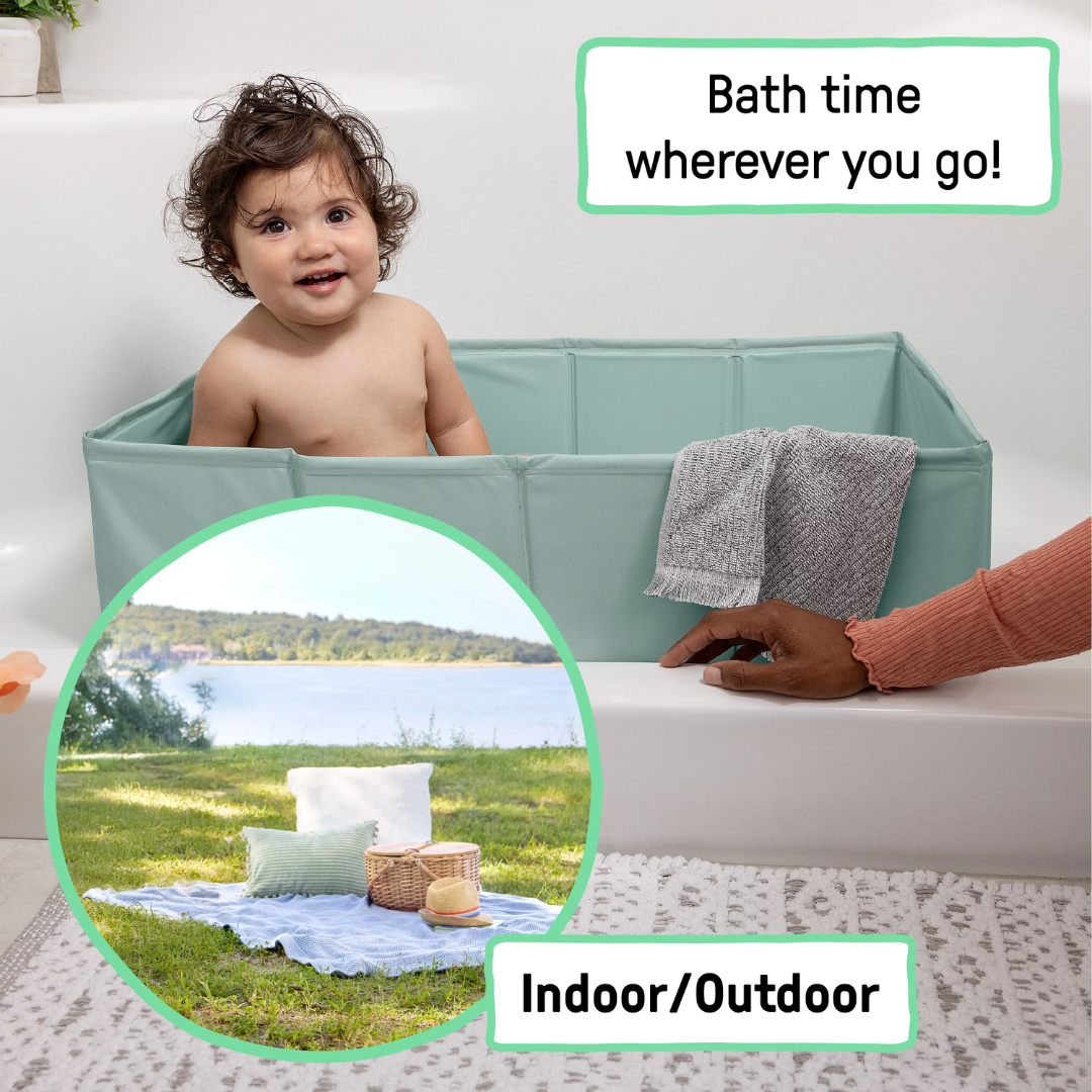Ingenuity cadita pliabila pentru calatorii Tuckaway Travel Tub 12m+ Sage Imagine secundară a produsului