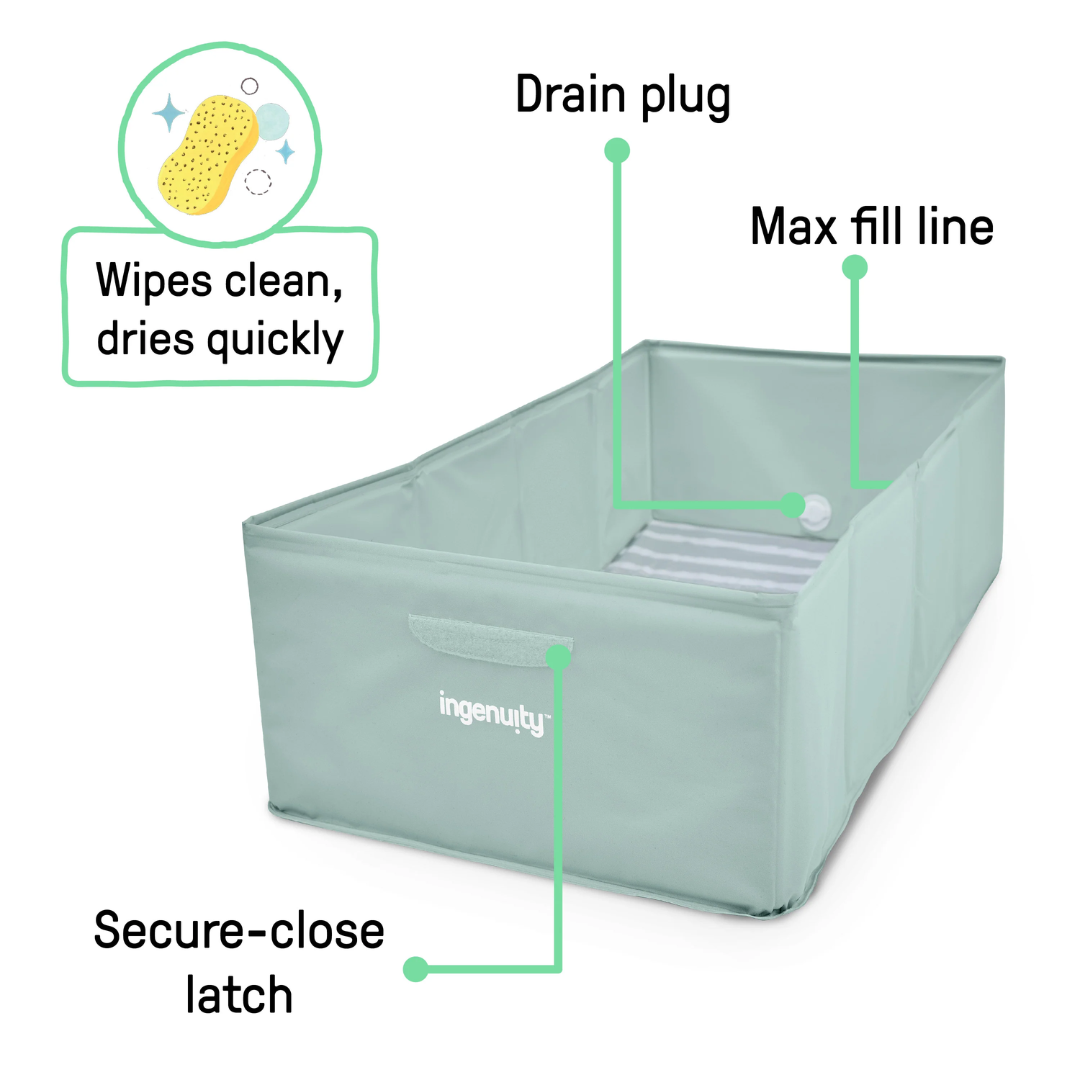 Ingenuity cadita pliabila pentru calatorii Tuckaway Travel Tub 12m+ Sage