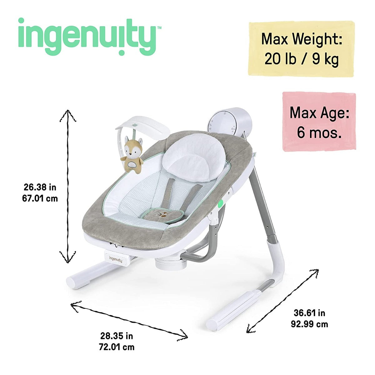 Ingenuity leagan portabil cu dubla functionalitate AnyWay Sway 0-9 kg