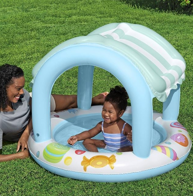 Intex piscina gonflabila acoperita protectie UV 104X84 cm 2 ani+ Turcoaz cu inghetata