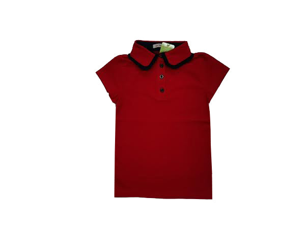 Uniforma camasa fete Iulia cu maneca scurta 5-12 ani T2 Rosu-Dark Blue Imagine principală a produsului
