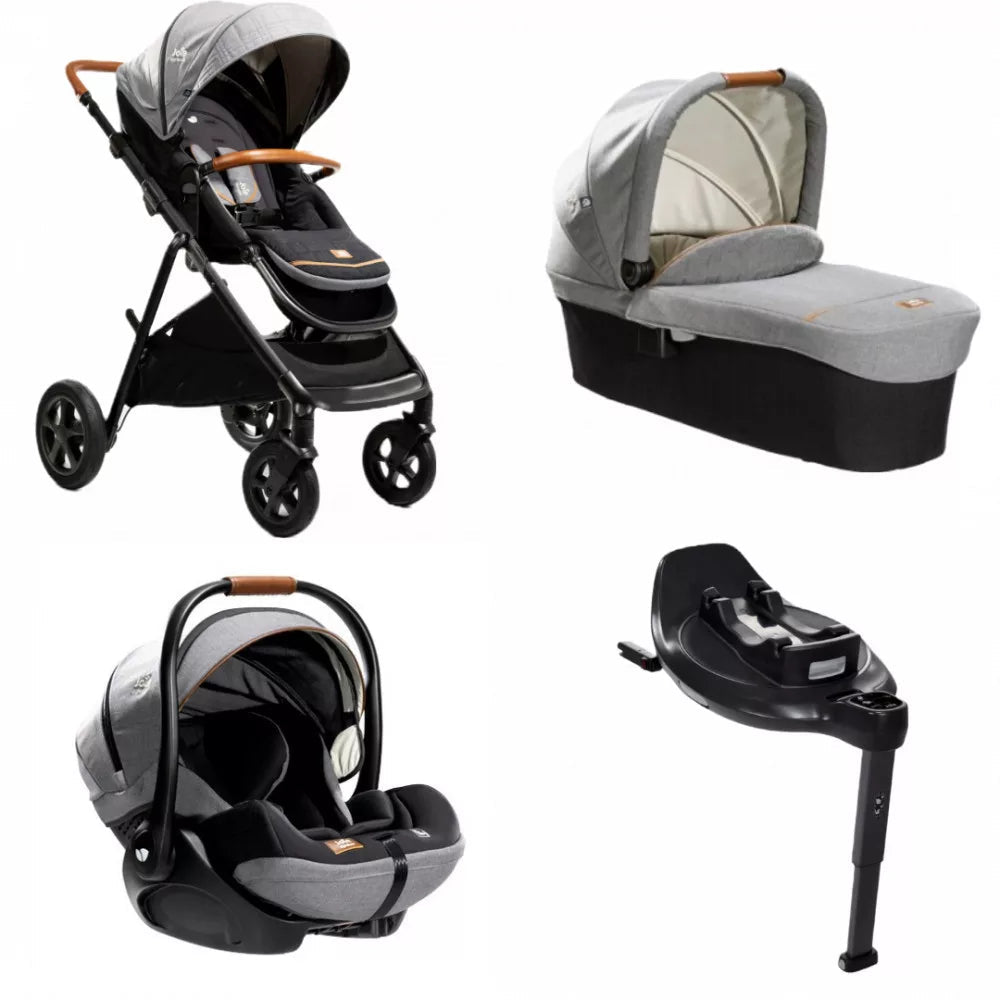 Joie carucior 4in1 Aeria signature cu scoica I-Level Recline, landou Ramble XL + baza isofix Encore 0m+ Carbon