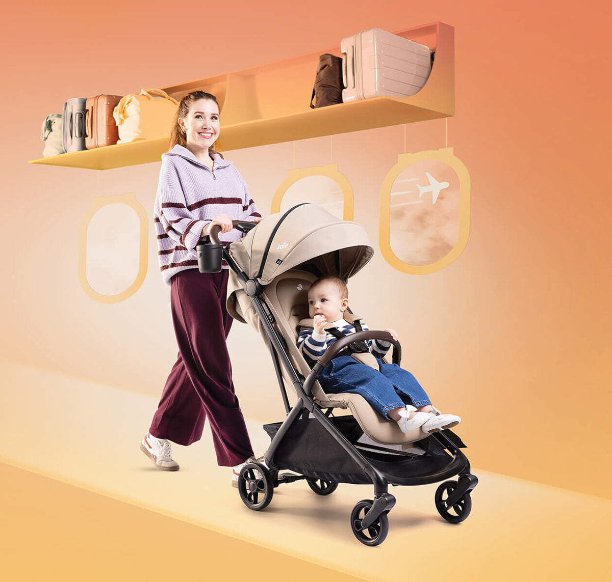 Joie Carucior sport ultracompact Porto compatibil bagaj de cabina 0m+ Cashew