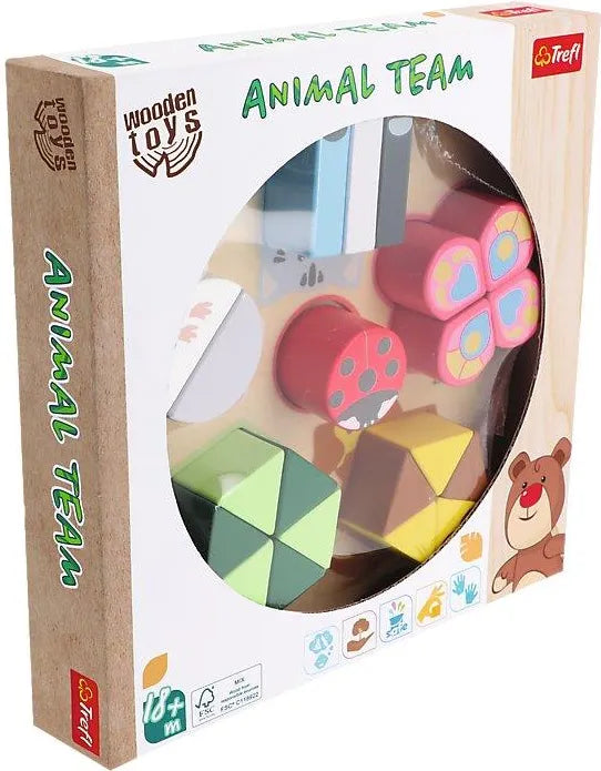 Trefl Wooden jucarie din lemn educativa 18m+ Animal Team