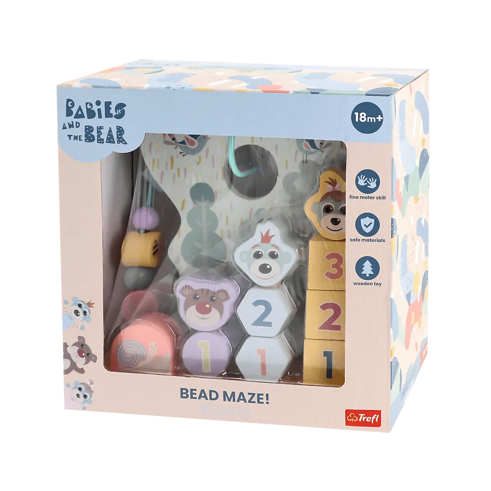 Trefl Wooden jucarie din lemn educativa 18m+ Babies And The Bear