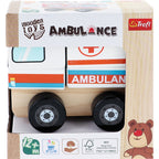 Trefl Wooden jucarie din lemn masinuta 12m+ Ambulanta