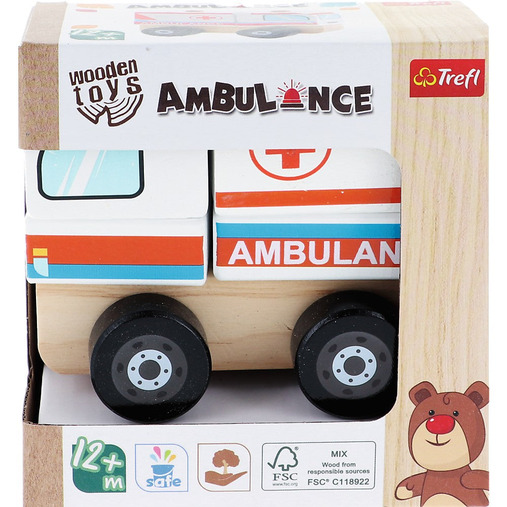 Trefl Wooden jucarie din lemn masinuta 12m+ Ambulanta