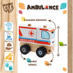 Trefl Wooden jucarie din lemn masinuta 12m+ Ambulanta