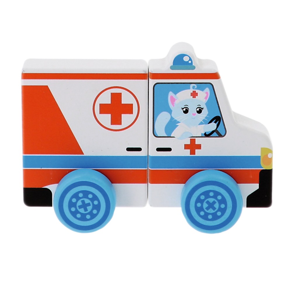 Trefl Wooden jucarie din lemn masinuta 18m+ Ambulanta