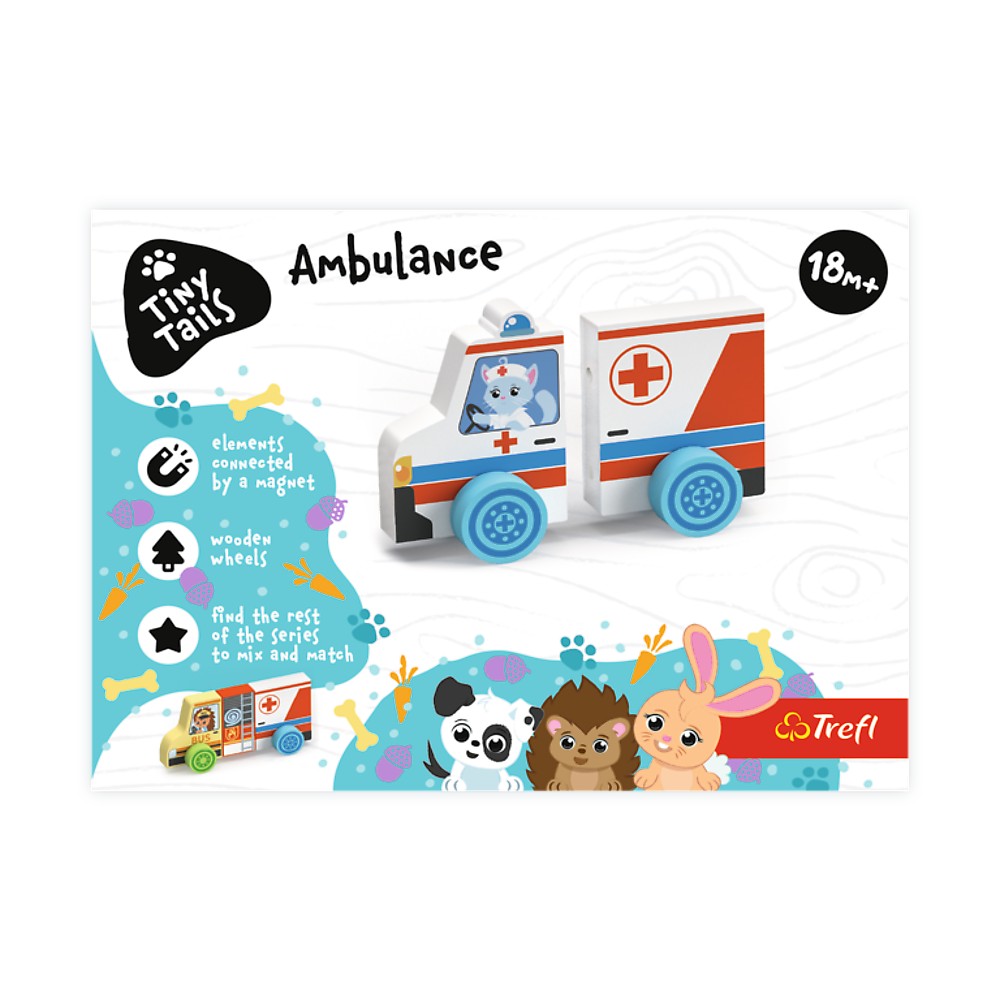 Trefl Wooden jucarie din lemn masinuta 18m+ Ambulanta