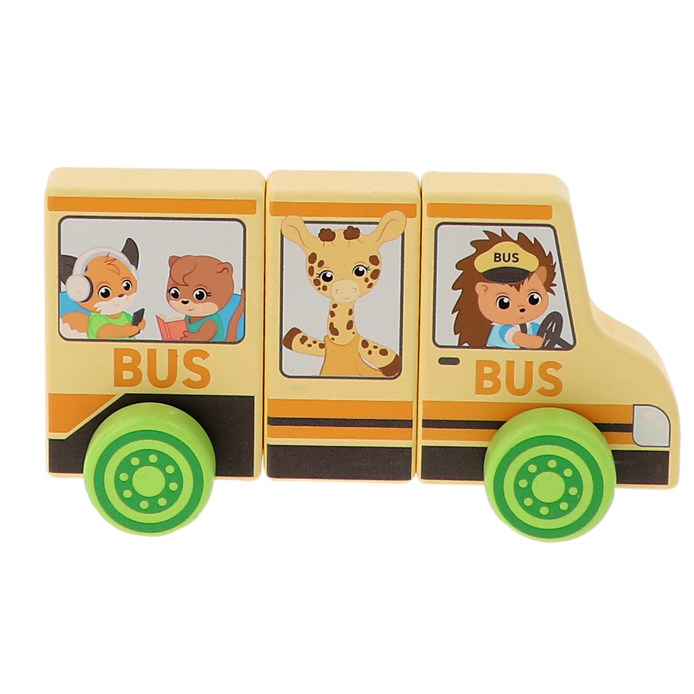 Trefl Wooden jucarie din lemn masinuta magnetica 18m+ Jojo School Bus Imagine principală a produsului