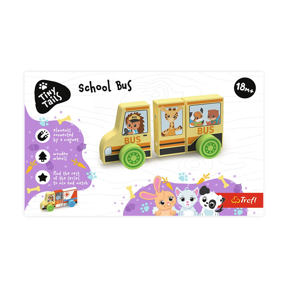 Trefl Wooden jucarie din lemn masinuta magnetica 18m+ Jojo School Bus