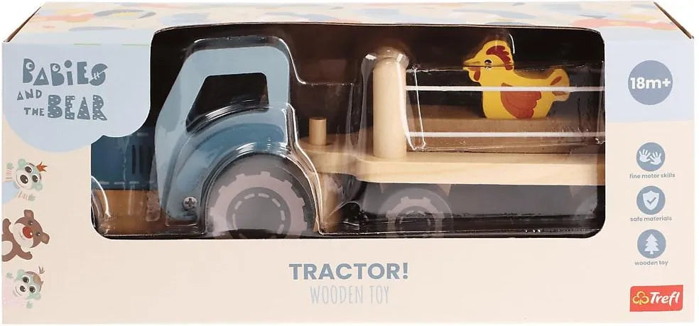 Trefl Wooden jucarie din lemn tractor cu animale 18m+