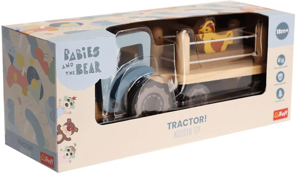 Trefl Wooden jucarie din lemn tractor cu animale 18m+