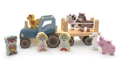 Trefl Wooden jucarie din lemn tractor cu animale 18m+