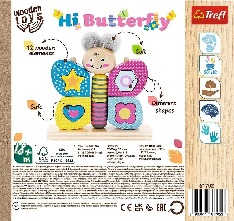 Trefl Wooden jucarie din lemn 18m+ Fluturasul Hi Butterfly